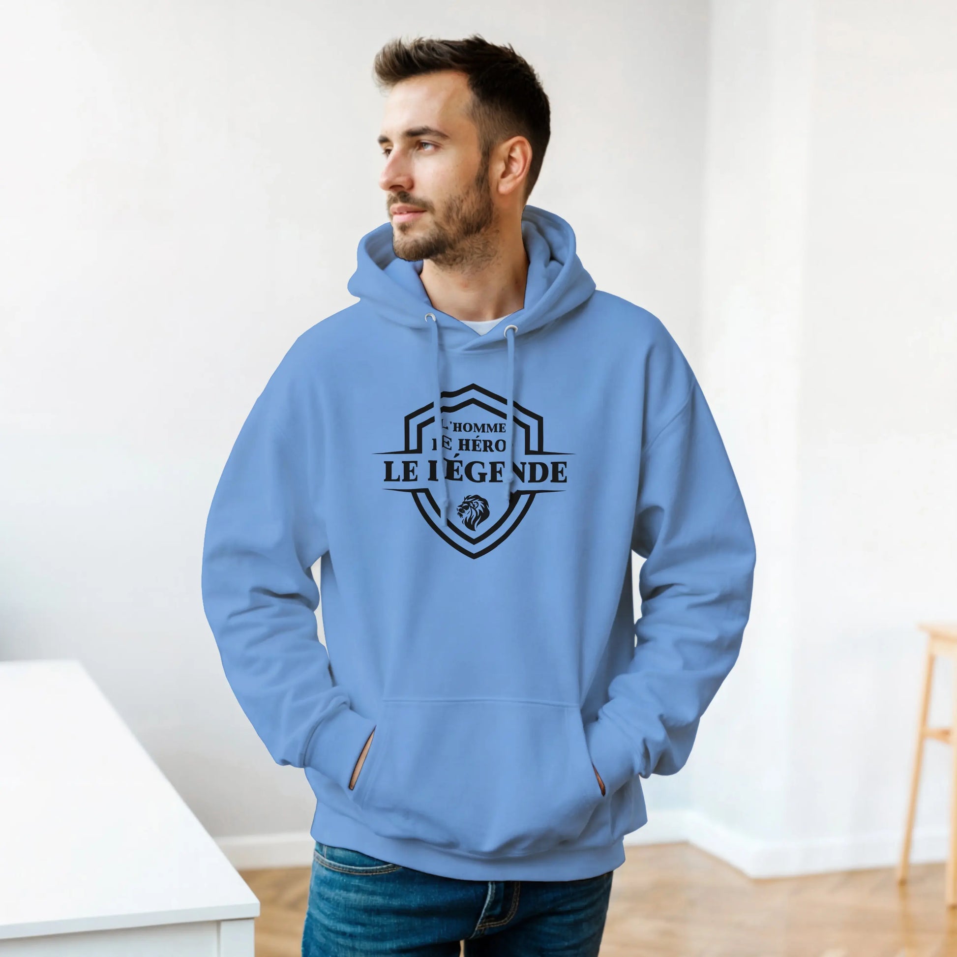 L’homme, Le héros, Le légende – Hoodie Homme, Cadeau Homme-idée cadeau inspirante | Blancadeaux