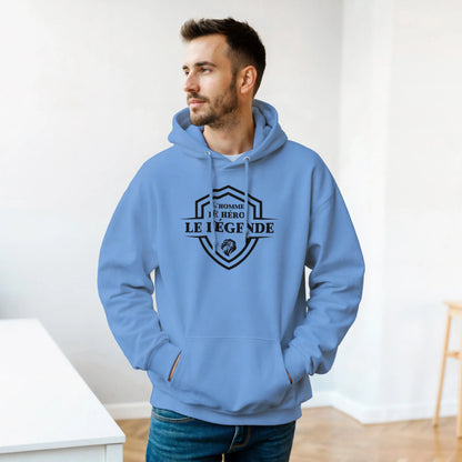 L’homme, Le héros, Le légende – Hoodie Homme, Cadeau Homme-idée cadeau inspirante | Blancadeaux
