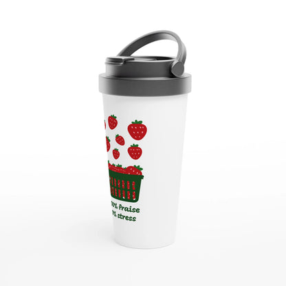 100% fraise 0% stress – Travel Mug Femme, Cadeau Femme-idée cadeau inspirante | Blancadeaux